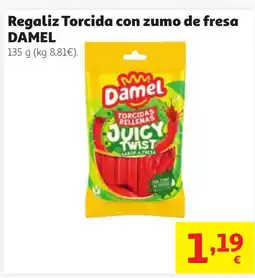 Alcampo DAMEL Regaliz Torcida con zumo de fresa oferta