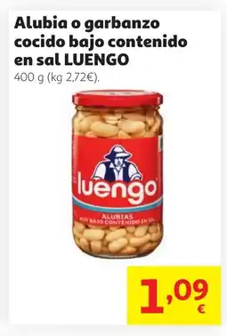 Alcampo LUENGO Alubia o garbanzo cocido bajo contenido en sal oferta