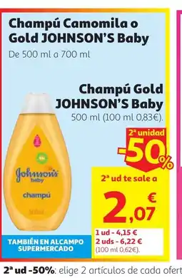 Alcampo JOHNSON'S Champú Camomila o Gold Baby oferta