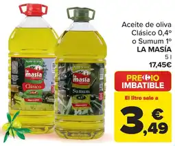 Carrefour La Masía aceite de oliva Clásico 0,4° o Sumum 1° oferta