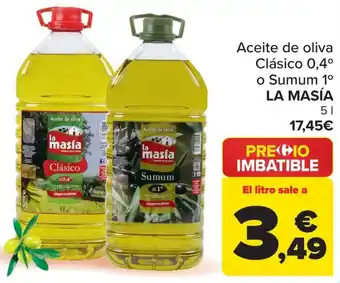 Carrefour La Masía aceite de oliva Clásico 0,4° o Sumum 1° oferta