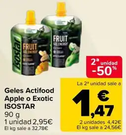 Carrefour Isostar Geles Actifood Apple o Exotic oferta