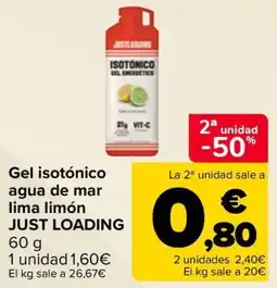 Carrefour Just Loading gel isotónico agua de mar lima limón oferta