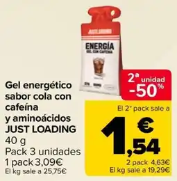 Carrefour Just Loading gel energético sabor cola con cafeína y aminoácidos oferta