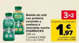 Carrefour Starbucks bebida de café con proteína caramelo y avellana o chocolate mocha oferta