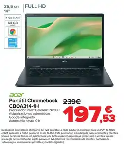 Carrefour acer portátil chromebook cboa314-1h oferta