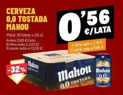 AhorraMas Mahou - cerveza 0.0 tostada oferta