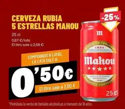 AhorraMas Mahou - cerveza rubia 5 estrellas oferta