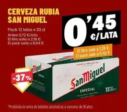 AhorraMas San miguel - cerveza rubia oferta