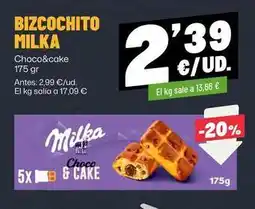AhorraMas Milka - bizcochito choco&cake oferta