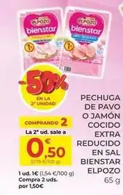 SPAR Gran Canaria Elpozo - pechuga de pavo o jamon cocido extra reducido en sal bienstar oferta