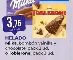 SPAR Gran Canaria Toblerone - helado milka, bombon vainilla y chocolate, pack 3 ud. o oferta