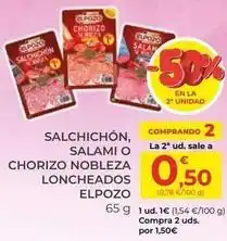 SPAR Gran Canaria Elpozo - salchichon, salami o chorizo nobleza loncheados oferta