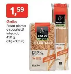 Suma Supermercados Gallo - pasta ploma o spaghetti integral oferta