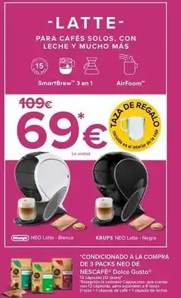 Carrefour Delonghi/krups - latte para cafes solos, con leche y mucho mas oferta