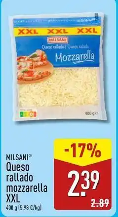 ALDI Milsani - queso rallado mozzarella xxl oferta