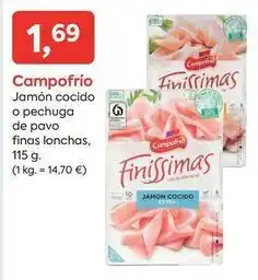 Suma Supermercados Campofrío - jamon cocido o pechuga de pavo finas lonchas oferta