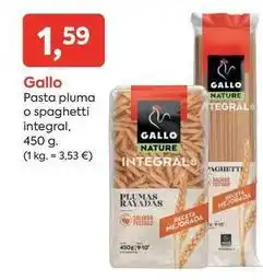 Suma Supermercados Gallo - pasta pluma o spaghetti integral oferta