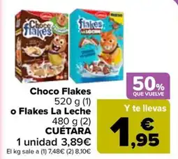 Carrefour CUÉTARA Choco Flakes o Flakes La Leche oferta
