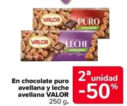 Carrefour VALOR En chocolate puro avellana y leche avellana oferta