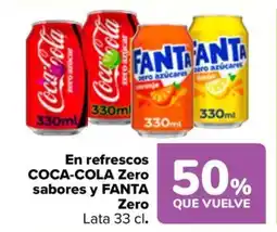 Carrefour COCA-COLA y FANTA En refrescos Zero sabores Zero oferta