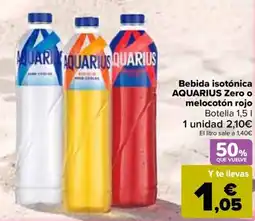 Carrefour AQUARIUS Bebida isotónica Zero o melocotón rojo oferta
