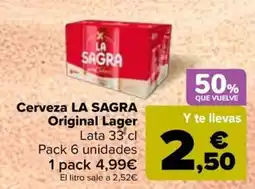 Carrefour LA SAGRA Cerveza Original Lager oferta