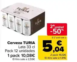 Carrefour TURIA Cerveza oferta