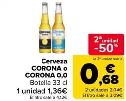 Carrefour CORONA O CORONA 0,0 Cerveza oferta