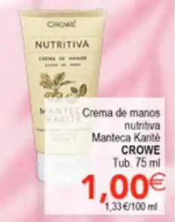 SPAR CROWE Crema de manos nutritiva Manteca Karité oferta