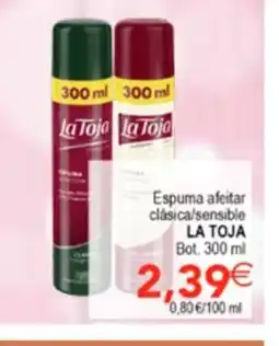 SPAR LA TOJA Espuma afeitar clásica/sensible oferta