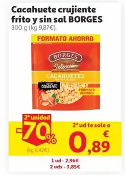 Alcampo BORGES Cacahuete crujiente frito y sin sal oferta