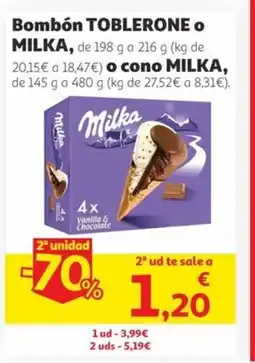 Alcampo TOBLERONE O MILKA Bombón oferta
