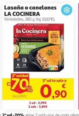 Alcampo LA COCINERA Lasaña o canelones oferta