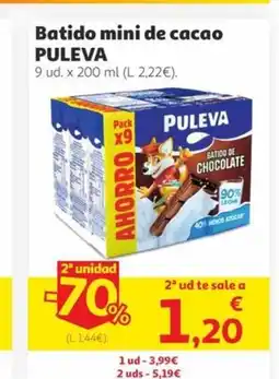 Alcampo PULEVA Batido mini de cacao oferta
