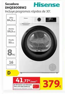 Alcampo HISENSE Secadora DHQE800BW2 oferta