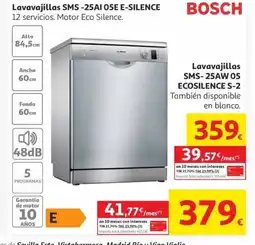 Alcampo BOSCH Lavavajillas SMS -25AI 05E E-SILENCE oferta