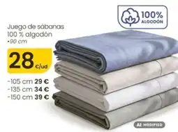 Eroski Juego de sábanas 100% algodón oferta