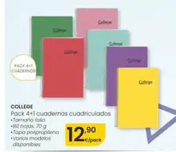 Eroski COLLEGE Pack 4+1 cuadernos cuadriculados oferta