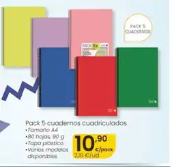 Eroski Pack 5 cuadernos cuadriculados oferta