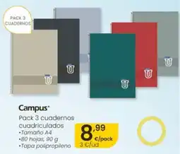 Eroski Pack 3 cuadernos cuadriculados oferta