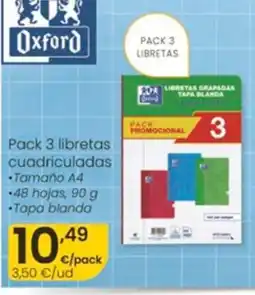 Eroski OXFORD Pack 3 libretas cuadriculadas oferta