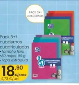 Eroski Pack 3+1 cuadernos cuadriculados oferta