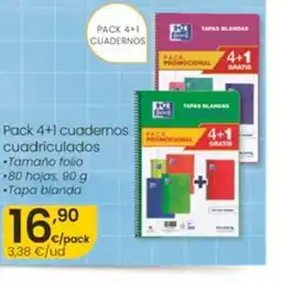 Eroski Pack 4+1 cuadernos cuadriculados oferta
