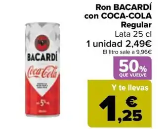 BACARDÍ Ron con coca-cola regular