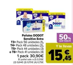 Carrefour DODOT Pañales Sensitive Extra oferta