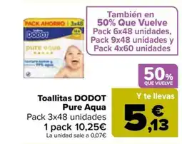 Carrefour DODOT Toallitas Pure Aqua oferta