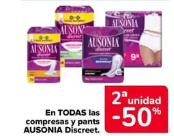 Carrefour AUSONIA En todas las compresas y pants discreet oferta
