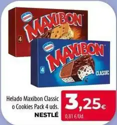 Spar La Palma Nestlé - helado maxibon classic o cookies pack 4 uds oferta