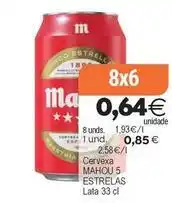 Supermercados Aquí Cervexa mahou 5 estrelas oferta